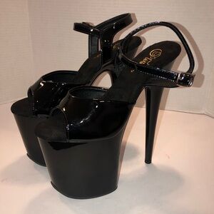 Pleaser Black Flamingo 809 Platform 8” Inch Dancer EMO Goth Sandals Shoes sz 9